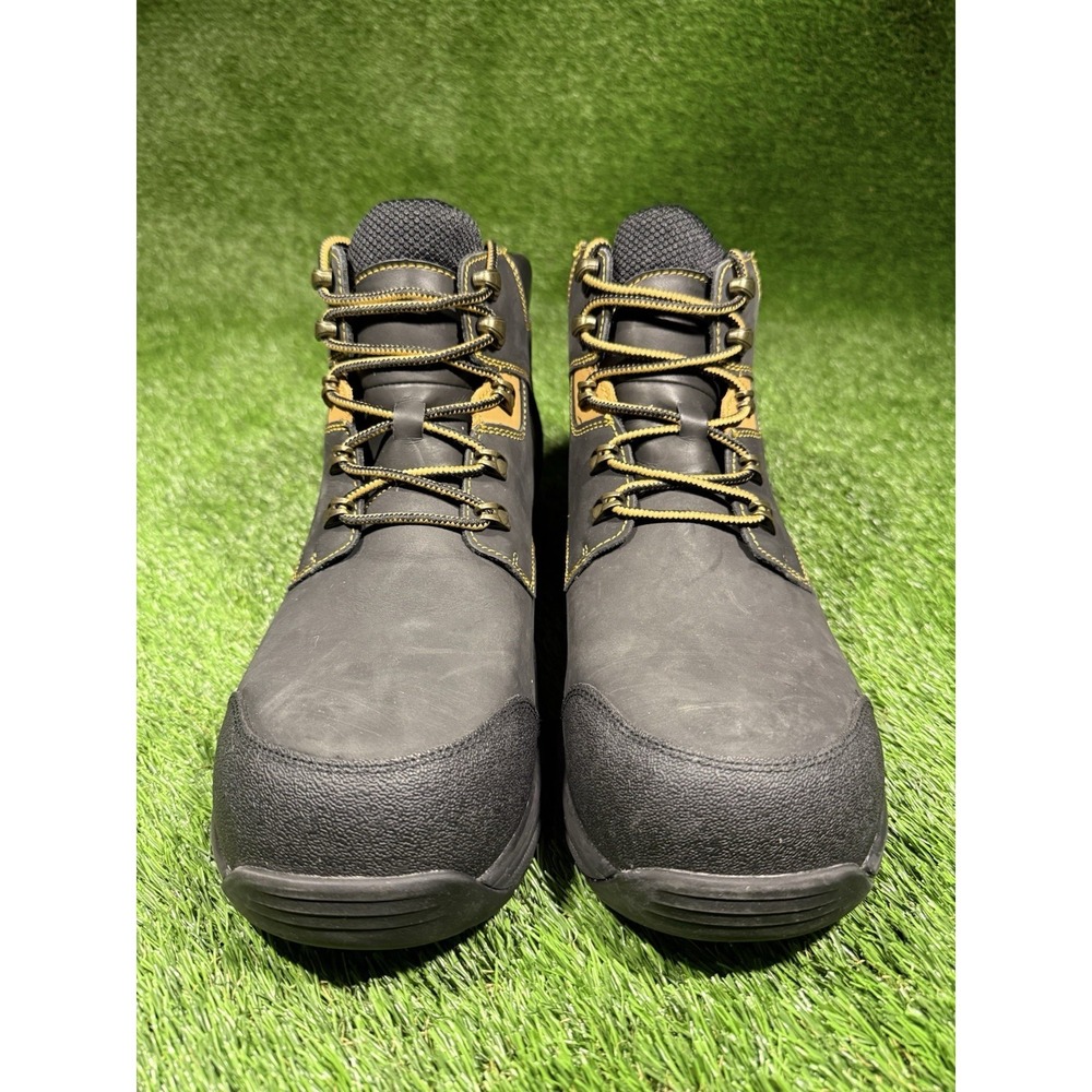 Orthofeet Men's Black Steel Toed Leather Work Boots Size 13 D